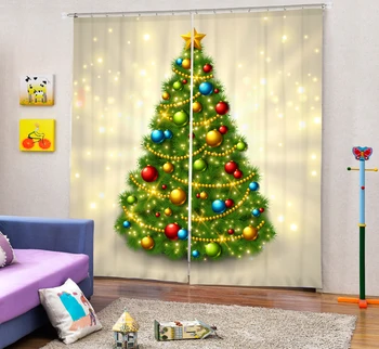 2017 vianočný strom 3D Zatmenie Okenné Záclony Na Lôžkoviny izba Obývacia izba Hotel Závesy Cortinas Para Sala