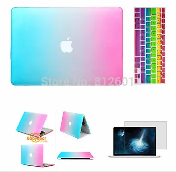 3 v 1 Rainbow Matt puzdro+ silikónové K Obrazovke Protectoreyboard Kryt+ Pre Apple Mac Book Pro 11 12 13 15 bez loga