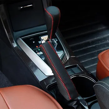 Auto styling vhodné pre Corolla Levin Výstroj kryt ručnej brzdy kryt dekorácie Interiéru kožené DIY Ručne šité radenie gombík cove.