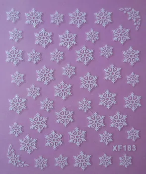 Biely 3D snowflake dizajn Vody Prenos Nechty Umenie Nálepky, nálepky lady ženy nástroje na manikúru Nechtov Zábaly Obtlačky