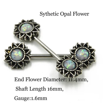 BOG-1Pair Opal Kvet Čipky Lotosový Kvet Lotus Mandala Kvet Syntetických Bradavky Činku Krúžok Shield Piercing Bradavky Telo Šperky