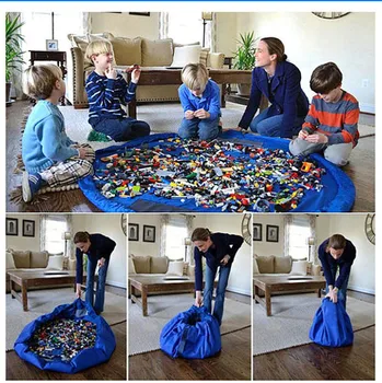 Doprava zadarmo Praktické Úložné Vaky Prenosné Deti Hračka Skladovanie Tašku a Hrať Mat Lego Hračky Organizátor Bin Box Módne XXL Z1