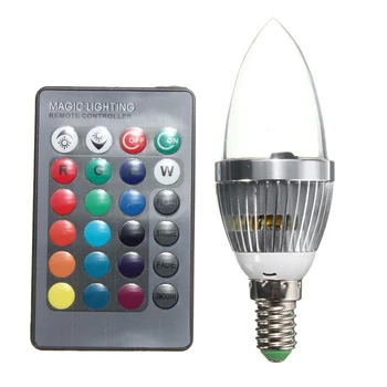 E14 RGB LED Žiarovky 16 Farby sviečkach Pozornosti Žiarovky Lampy s Diaľkovým ovládaním AC 85-265V 3W