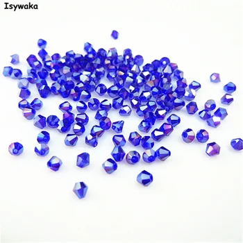 Isywaka Predaj Deep Blue AB Farba 720pcs 3 mm Bicone Rakúsko Crystal Korálky Sklenené Korálky Voľné Dištančné Guľôčok pre DIY Šperky Robiť