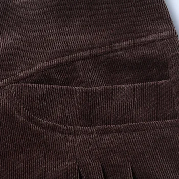 Jeseň vysoký pás ženský bavlnený menčester voľné módne bloomers v strednom veku plus veľkosť bežné nohavice