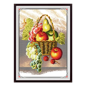 JoySunday cross stitch Ovocný kôš kvet viniča, cherry paradajok, hruška apple DMC14CT11CTcotton vyšívanie x izba, obývacia izba hotel maľovanie
