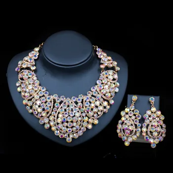 LAN PALÁC nový kostým ženy šperky set svadobné šperky sady zapojenie náhrdelník a náušnice na spoločenské doprava zadarmo