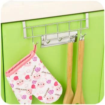 Multifunkčné dvere skrinky Žehlička 5 otvorov visí stojan na uteráky úložná polička držiak pre kúpeľne, kuchynské doplnky.