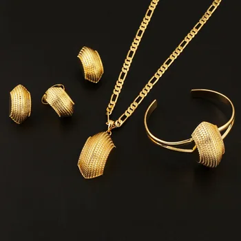 Nové Etiópskej Afriky Kríž Šperky Sady 24K Gold Color Fashion Tradičné Šperky Set