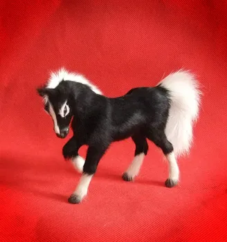 Roztomilé malé čierne simulácia kôň hračka realisticky kôň bábika darček asi 11x4x10cm