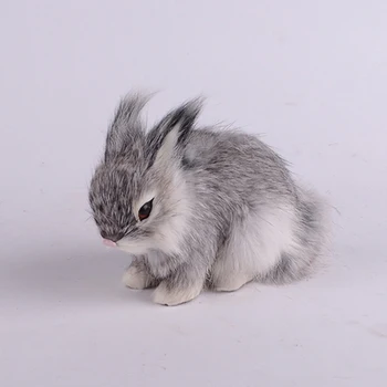 Simulácia roztomilý leží králik 13x7x10cm model polyetylénu&kožušín králik model domáce dekorácie, rekvizity ,model darček d456