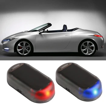Solárne Auto Alarm LED Svetlo, Bezpečnostný Systém Varovanie Bliká Blesk Svetlo Automobilový Light-emitting Diode Strobo Lampa Červená Modrá