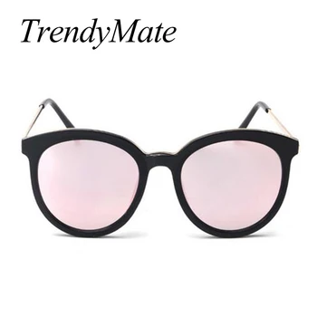 Ženy, Luxusné Značky slnečné Okuliare Cat Eye Dámske Ružové ružové Zlato slnečné Okuliare Ženy 2017 UV400 Zrkadlo Slnečné Okuliare Lunette Femme 741M