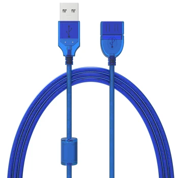 0,3 M 0,5 M 1,5 M 3M 5M Nové USB2.0 Predlžovací Kábel Mužov a Žien USB Adaptér Transparentná Modrá Anti-interferencie Dual Tienenie