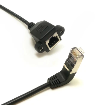 0,3 M-1,5 M Dole Uhle 90 Stupňov, 8P8C FTP, STP UTP Cat 5e RJ45 Mužov a Žien Lan Ethernet Sieťový Predlžovací Kábel (skrutkou)