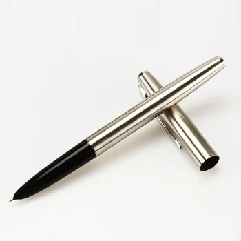 0.38 mm jemné tip Plniace pero pre financie podpis písanie Strieborné kovové telo kancelárske potreby Kancelárske doplnky, školské potreby F619