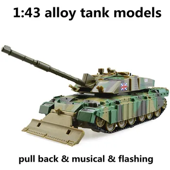 1:43 zliatiny tank modely,vysoká simulácia challenger nádrže,kovové diecasts,hračky,vytiahnuť späť & hudobné & bliká,doprava zdarma