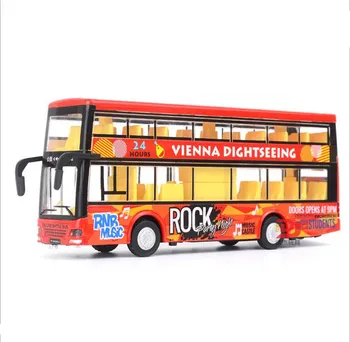 1:50 rozsahu zliatiny vytiahnuť späť model autobusu,Vysoká simulácia double decker bus model,3 otvorte dvere,hudba a flash hračka vozidiel,veľkoobchod