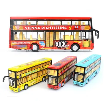 1:50 rozsahu zliatiny vytiahnuť späť model autobusu,Vysoká simulácia double decker bus model,3 otvorte dvere,hudba a flash hračka vozidiel,veľkoobchod