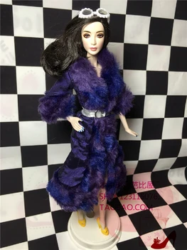 1/6 módne bábiky oblečenie, Doplnky, Módne imitácia kožušiny fialový kabát pre Bábiku barbie 30 cm bábiku príslušenstvo