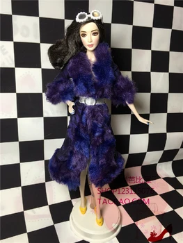1/6 módne bábiky oblečenie, Doplnky, Módne imitácia kožušiny fialový kabát pre Bábiku barbie 30 cm bábiku príslušenstvo