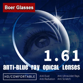 1.61 Anti-Blue Ray Jednej Vízie Asférické Optické Šošovky na Predpis Okuliarov, Okuliare Vision Stupeň Objektív na Okuliare, Rám