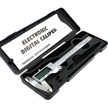 1 ks 150 mm/6-palcový kalenej Nerezovej Ocele Elektronické Digitálne Vernier Strmeň Mikrometer S Box E3372 T50