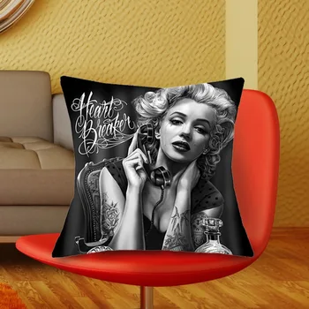 1 Ks 43*43 cm Sexy Marilyn Monroe Vankúše Bielizeň Vankúš Tvorivé Tetovanie Lebky Vankúš Pre Obývacia Izba Izba