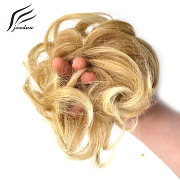1 ks jeedou Tepelne Odolných Syntetických Vlasov Elastické Chignon Hairpiece Kučeravé Buchta Mix Šedá Blond Prírodné Chignon predlžovanie Vlasov