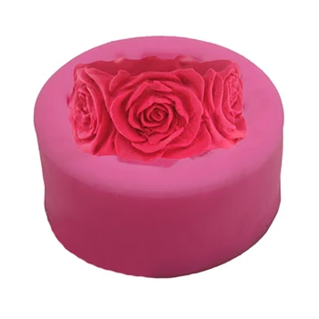 1 ks Kolo Rose silikónové formy DIY Mydlo Valcové sviečky Model Robiť tortu Formy 6.8x3.4 cm