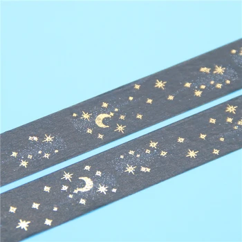 1 ks / Pack Black Moon Hviezdy Washi Papier Maskovacie Pásky 1,5 cm X 5 m Diy Scrapbooking Srdce Nálepky Darčekové balenia Nálepky