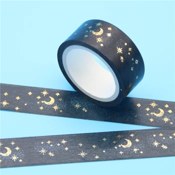 1 ks / Pack Black Moon Hviezdy Washi Papier Maskovacie Pásky 1,5 cm X 5 m Diy Scrapbooking Srdce Nálepky Darčekové balenia Nálepky