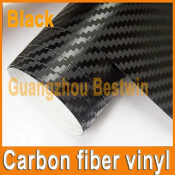 1 ks Čierna 1.52MX30CM 3D carbon fiber vinyl film hrubé karbónová fólia auto nálepky s bublina zadarmo DOPRAVA ZADARMO