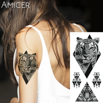 1 kus Fantázie Farba Horor tiger Hot Veľké zviera Dočasné Tetovanie Nepremokavé Tetovanie Nálepka pre ženy muži