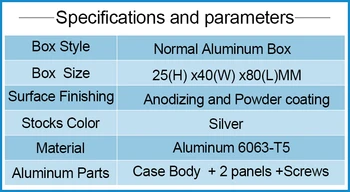 1 kus zadarmo doprava hliníkové bývanie elektronika kryty na elektrické pcb a devie dizajn diy 25(H)x40(W)X80(L)mm