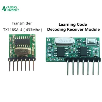 1 nastavenie RF modul 433 Mhz Bezdrôtový Prijímač a Vysielač, Prijímač Učenie Kód 1527 4Ch s anténou Pre Arduino uno DIY kit