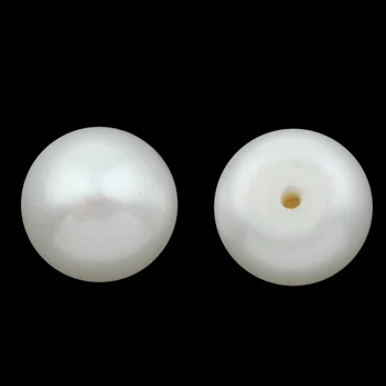 1 Pár 7-7.5 mm Tlačidlo Prírodná Biela Pol Vŕtané Umelé Sladkovodné Perly Korálky DIY, Čo pre Stud Náušnice Ženy Príslušenstvo