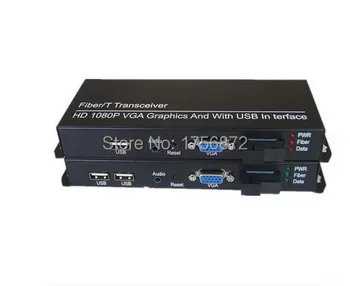 1 Pár KVM HD video, Optická Multiplexer Optický Extender VGA / USB / Klávesnica / Myš / Zvuk jednovláknová 20 KM SC