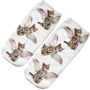 1 Pár Módnych 3D Ponožky Pre Ženy, Mužov Angel Cat Charactor Horúce tovaru Štýlový Hot