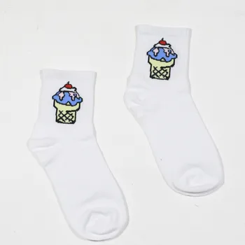 1 páry Južná Kórea ulzzang cartoon žaba ice cream vtip bavlna krátky polovice barel ponožky Meias ženy unisex Harajuku Konope Ponožky