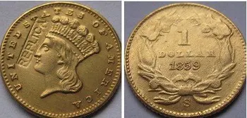 $1 ZLATO 1859-S kópie mincí DOPRAVA ZADARMO