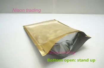 10*15 cm,100X Stojan priesvitné hliníkové ziplock taška vnútorné golden - Zips reclosable mylar fólia plastové puzdro, ktoré je Dopredu jasné, matný