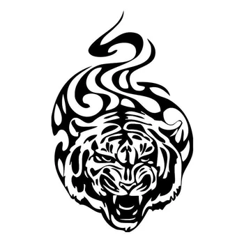 10.3*15.7 CM Tribal Flame Tiger Auto Nálepky voľne Žijúcich Zvierat Vzor Auto Vinylové Nálepky Auto Styling Čierna/Strieborná C9-1513