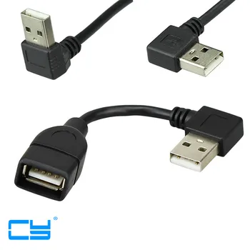 10 cm 20 cm USB 2.0 mužmi 90 Uhlové Predĺženie Adaptér kábel USB2.0 mužmi a vpravo/vľavo/dole/hore Čierny kábel kábel