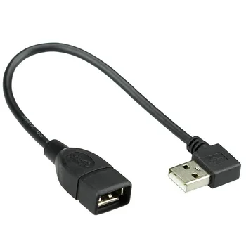 10 cm 20 cm USB 2.0 mužmi 90 Uhlové Predĺženie Adaptér kábel USB2.0 mužmi a vpravo/vľavo/dole/hore Čierny kábel kábel