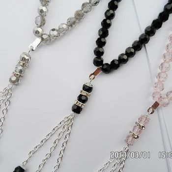 10 farieb Nový dizajn 33PCS crystal lano, reťaz kúzlo moslimskej náboženskej tasbih modlitba sklenené korálky náramok