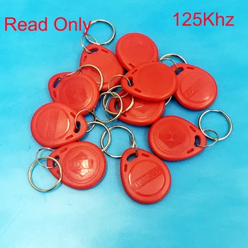 10 ks 125khz keyfobs karty Červené TK4100 Čip Keycard Čítanie Prístup len na kľúč-reťaz Kartu pre Systém Kontroly Prístupu len Kľúč