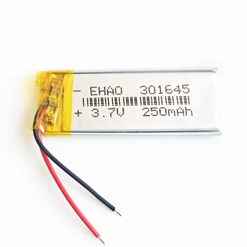 10 ks 3,7 V 250mAh Lítium-Polymérová LiPo Nabíjateľná Batéria 301645 Pre Ručné GPS Navigátor, Mp3, bluetooth, LED svetlo 3*16*45mm