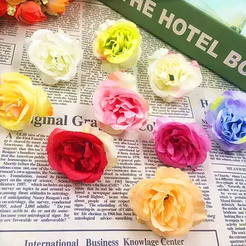 10 KS (5 cm/kvet) simulácia umelého hodvábu ruže, kvety, kvet hlavy/veci DIY darčeka koláž svadobné dekorácie
