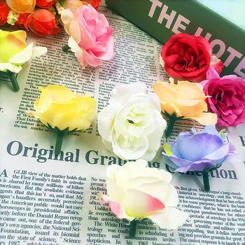 10 KS (5 cm/kvet) simulácia umelého hodvábu ruže, kvety, kvet hlavy/veci DIY darčeka koláž svadobné dekorácie